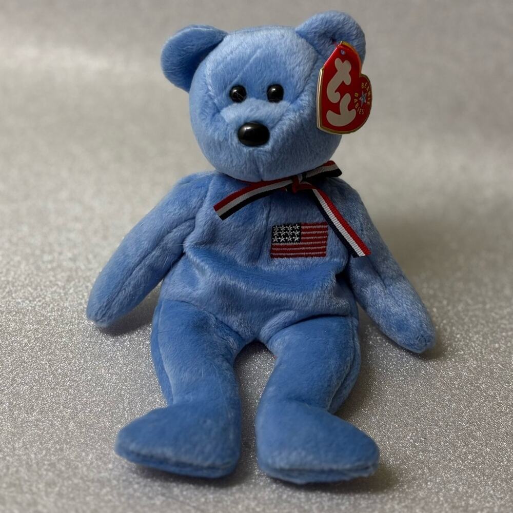 TY Beanie Baby “America” – 9/11 Red Cross Charity Bear (Hang Tag Attached!)